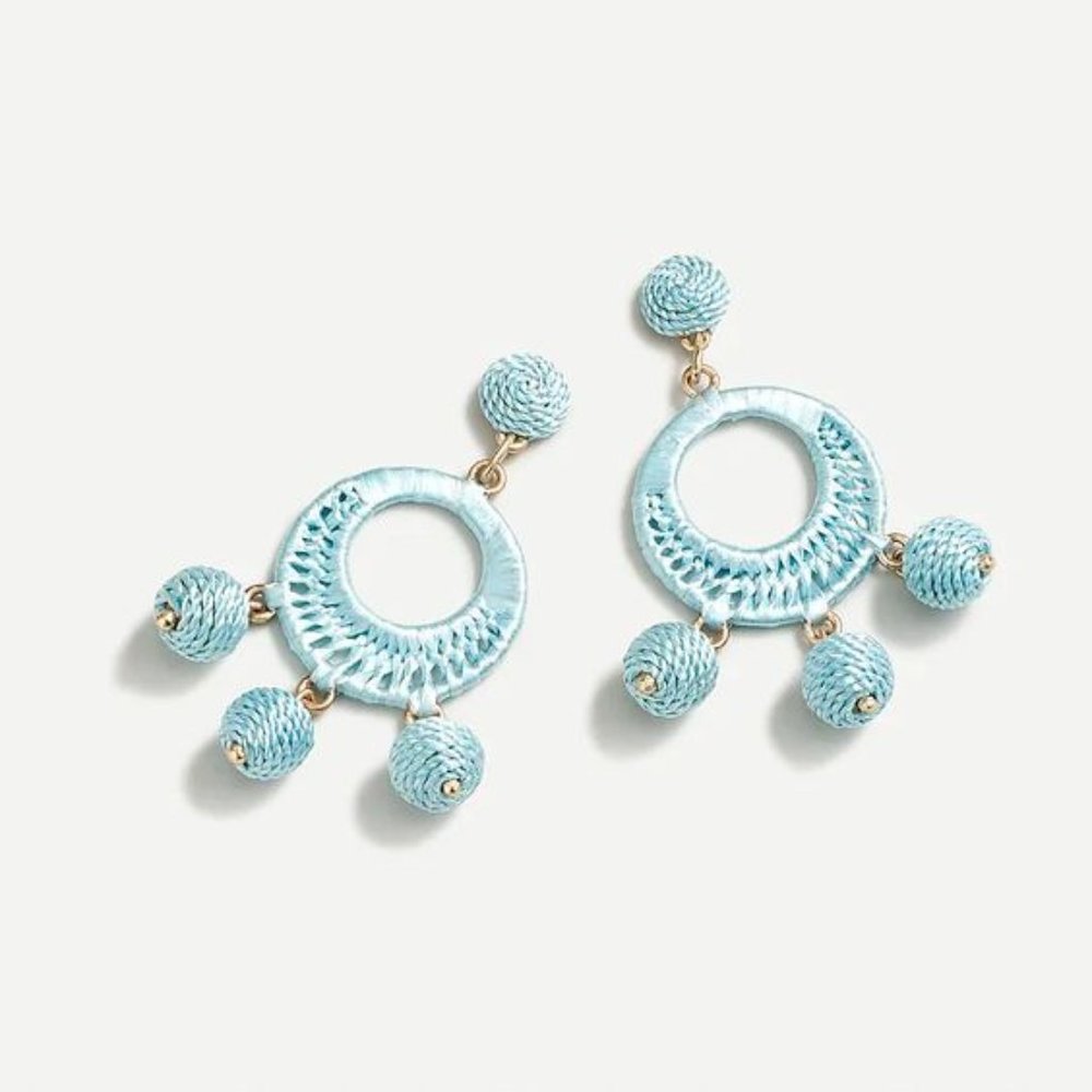 J Crew Raffia-wrapped triple drop earrings